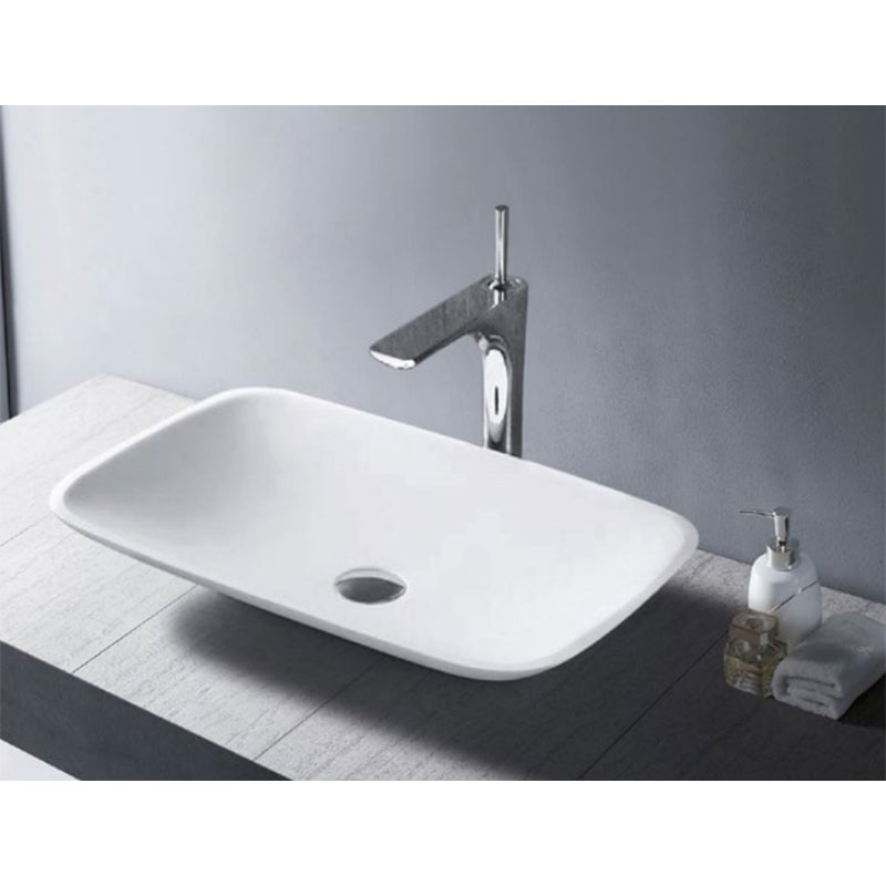 Solid Surface Basin Series Urban Above Counter Gloss White 605x385x105mm