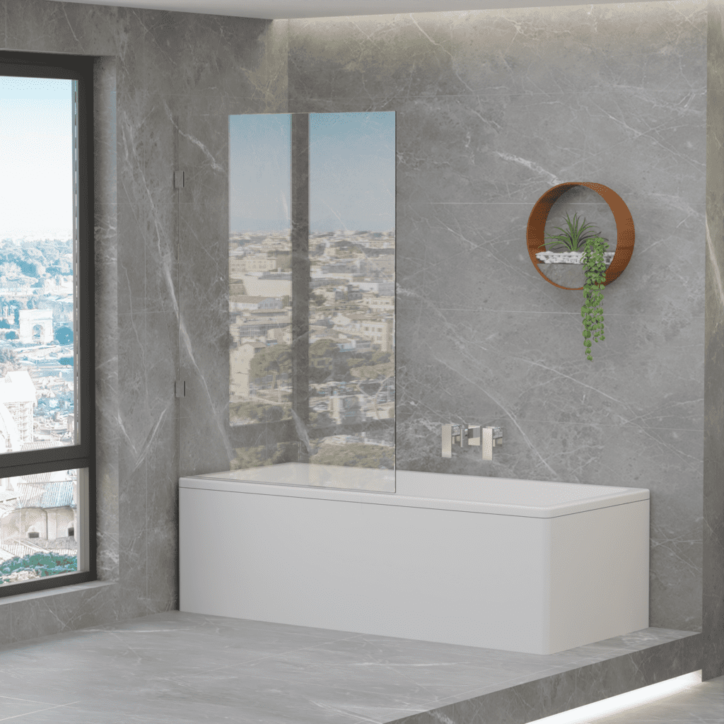 Frameless Fixed Bath Screen Brushed Nickel 700x1500mm