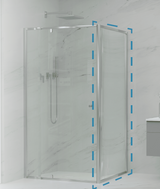 Chrome 6mm Semi-Frameless Pivot Door Screen Height 1950mm FRONT+RETURN