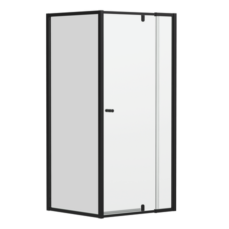 Black 6mm Semi-Frameless Pivot Door Screen Height 1950mm FRONT+RETURN