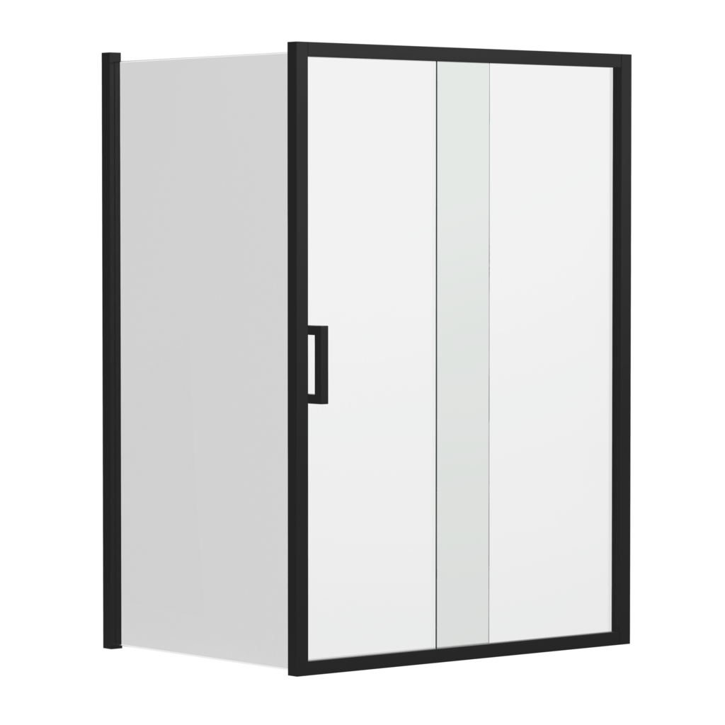 Black 6mm Semi-Frameless Sliding Screen Front & Return