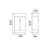TINY 500 Ceramic Top 1 Taphole 2 Soft Close Doors White Gloss Finish Reversible Ceramic Top 490x850x250mm