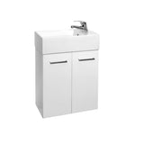TINY 500 Wall Hung Vanity Ceramic Top 1 Taphole 2 Soft Close Doors White Gloss Finish Reversible Ceramic Top 490x245x720mm