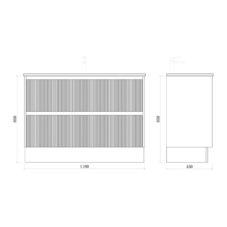 BONDI 1200 Floor Standing Vanity with Ceramic Top 1180x450x850mm