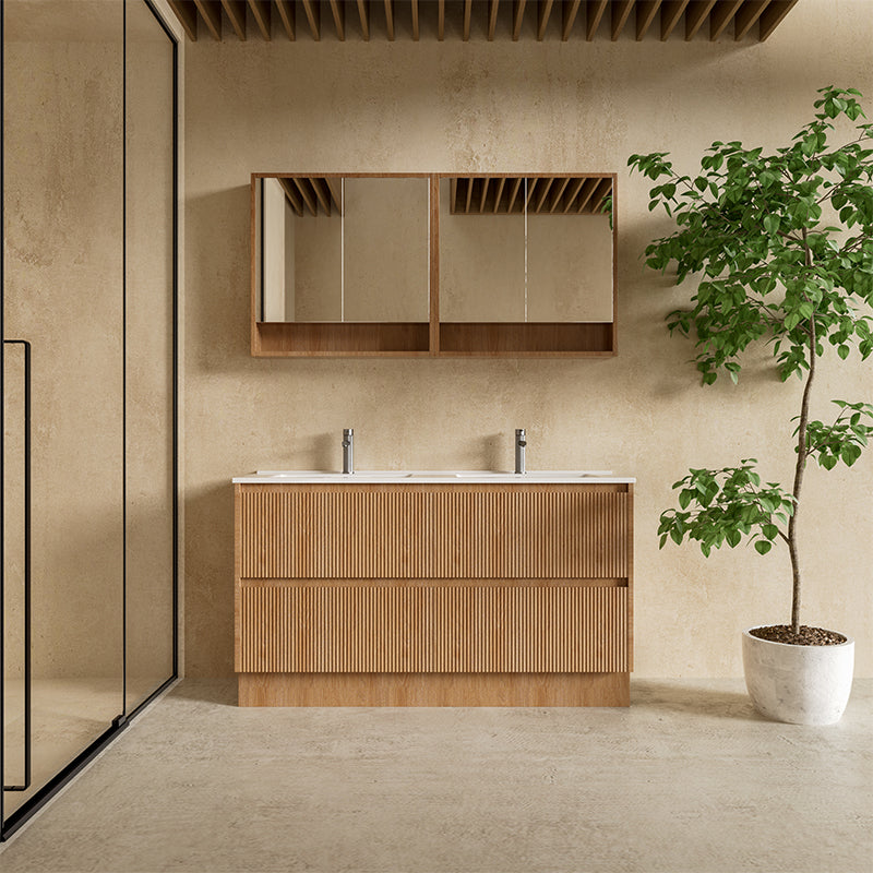 BONDI 1500 Floor Standing Vanity Double Bowls with Ceramic Top 1480x450x850mm