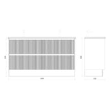 BONDI 1500 Floor Standing Vanity Double Bowls with Ceramic Top 1480x450x850mm