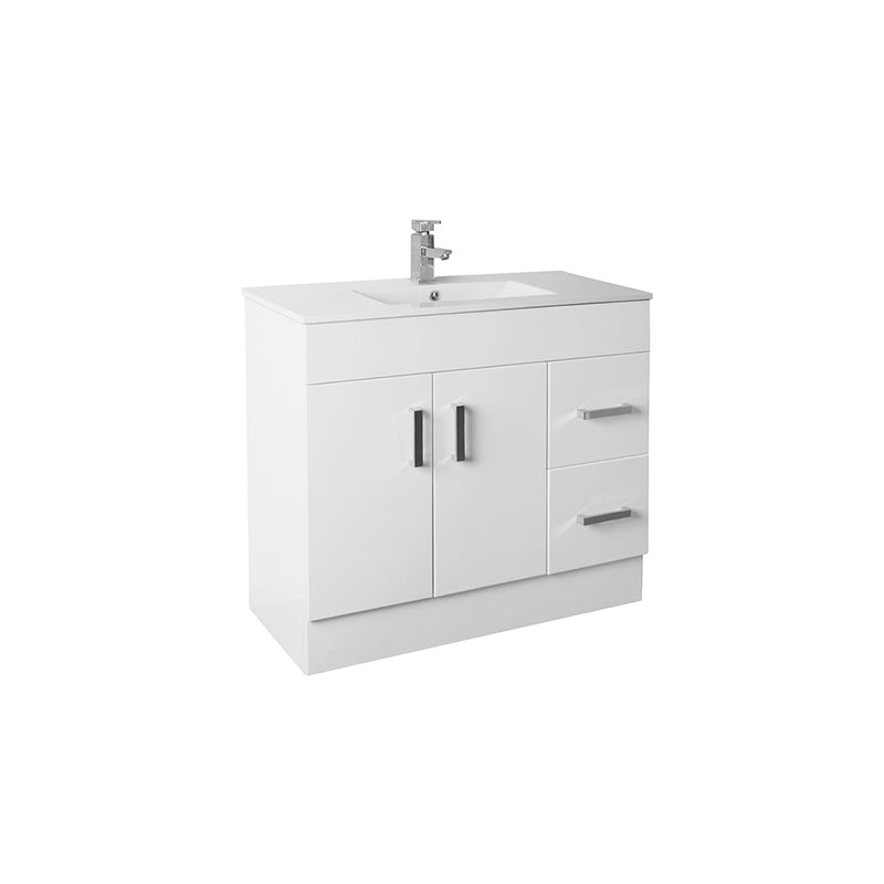 FINO 900 Vanity Ceramic Top 1 Taphole 2 Doors, 2 Drawers 880x860x375mm