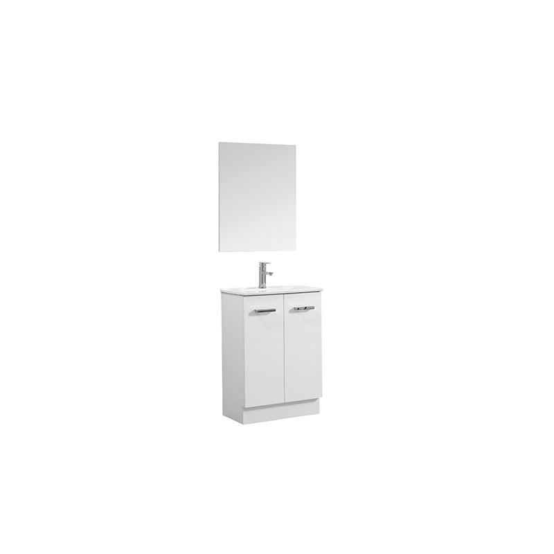 JUNIOR 600 Ceramic Top 1 Taphole 2 Soft Close Doors White Gloss Finish 590x850x350mm