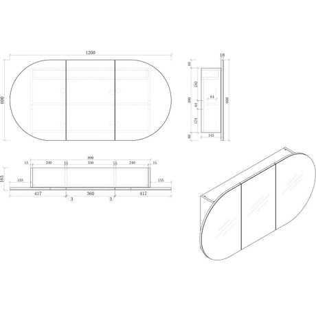 MILAN 1200 Wall Hung Vanity with Stone Top 1190x500x460mm