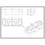 MILAN 1500 Wall Hung Vanity Double Bowls with Stone Top 1490x500x460mm