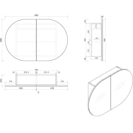 MILAN 900 Wall Hung Vanity with Stone Top 890x500x460mm