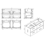 NUTRO 1200 Wall Hung Vanity with Double Bowl Ceramic Top 1190x580x455mm