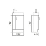 PICCOLO 50 Vanity with Ceramic Top 490x740x240mm