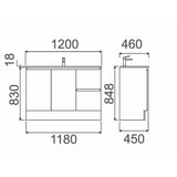 ROXIO 1200 Vanity with Ceramic Top - LHD or RHD 1180x800x450mm
