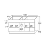 ROXIO 1500 Vanity with Double Bowl Ceramic Top 1480x800x450mm