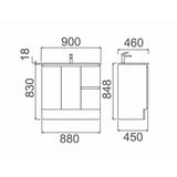 ROXIO 900 Vanity with Ceramic Top - LHD or RHD 880x800x450mm