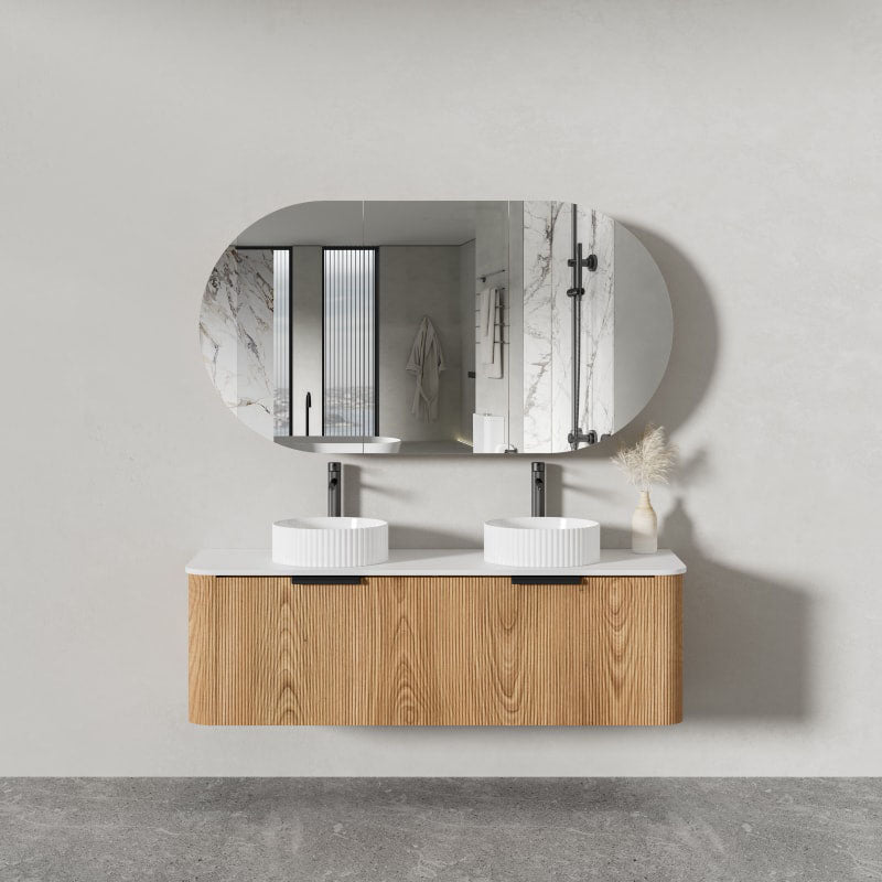 STELLA 1500 Wall Hung Vanity Double Bowls with Stone Top 1490x500x450mm