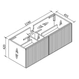 VIVO 1200 Wall Hung Vanity with Ceramic Top 1190x420x455mm