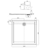 Vue Polyamrble base 900x900 with rear waste outlet and white dome cover