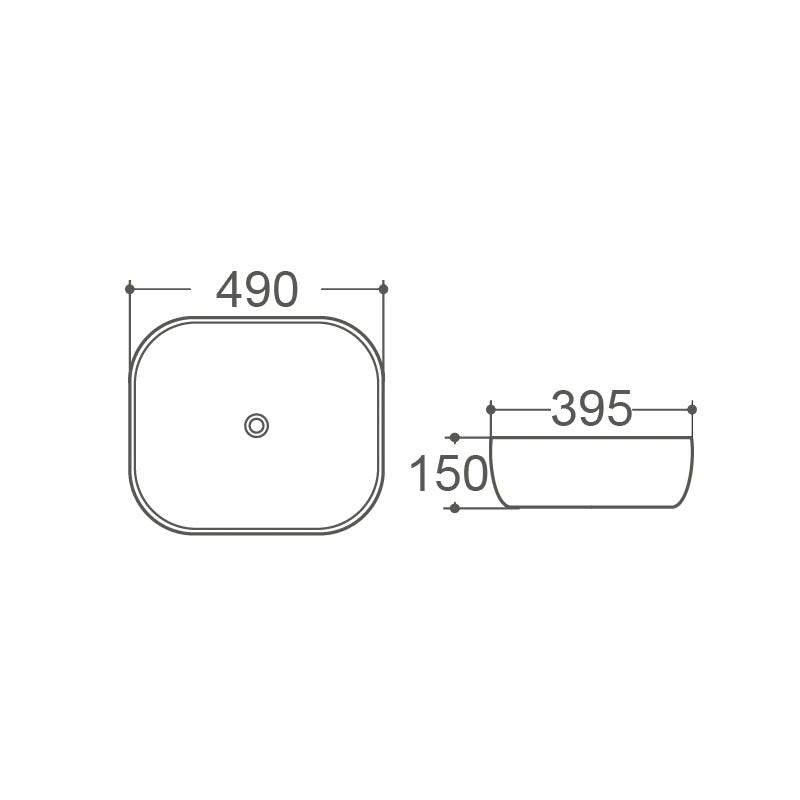 ROMEO-II Above Counter Basin 490x395x150mm