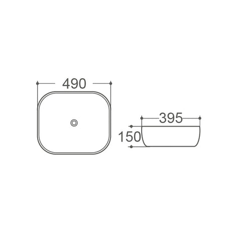 ROMEO-II Above Counter Basin 490x395x150mm