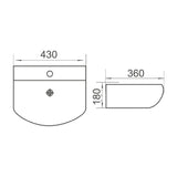 MINTY-II Wall Hung Basin with Brackets 430x360x180mm