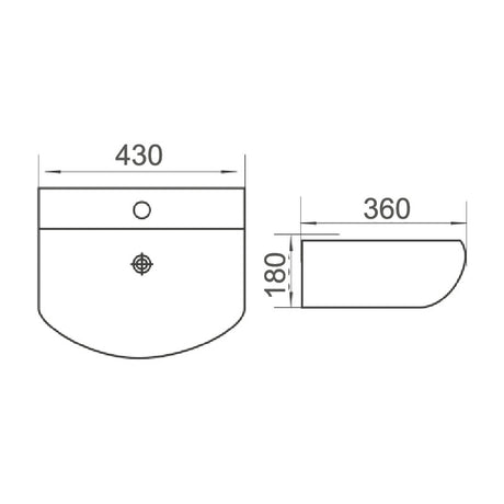MINTY-II Wall Hung Basin with Brackets 430x360x180mm