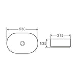 MILAN Above counter basin Gloss White 530x300x120mm