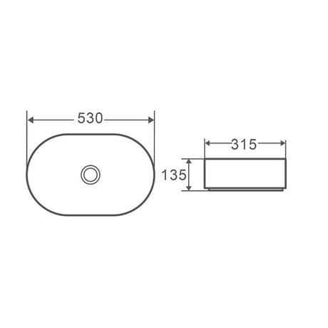 MILAN Above counter basin Gloss White 530x300x120mm
