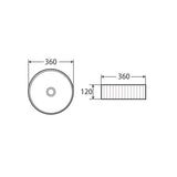 MONICA Above Counter Basin in Matte White Finish 360x360x120mm