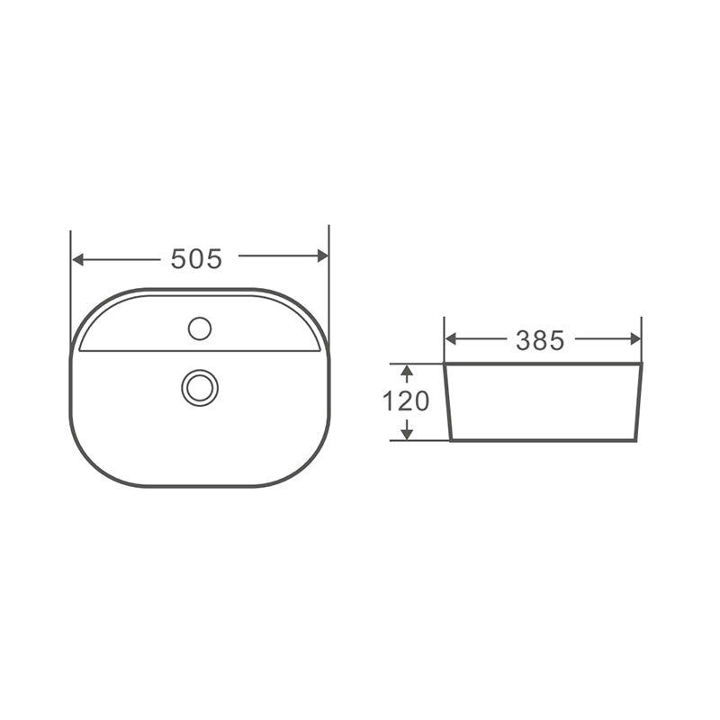 EXON Above Counter Basin Gloss White 505x385x120mm