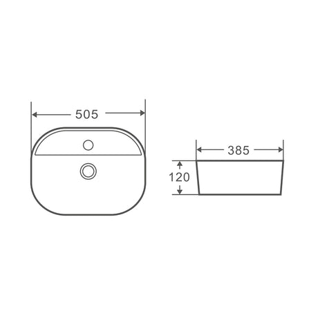 EXON Above Counter Basin Gloss White 505x385x120mm