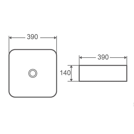 DIOR-SQ Above Counter Basin in Gloss White Finish 390x390x140mm