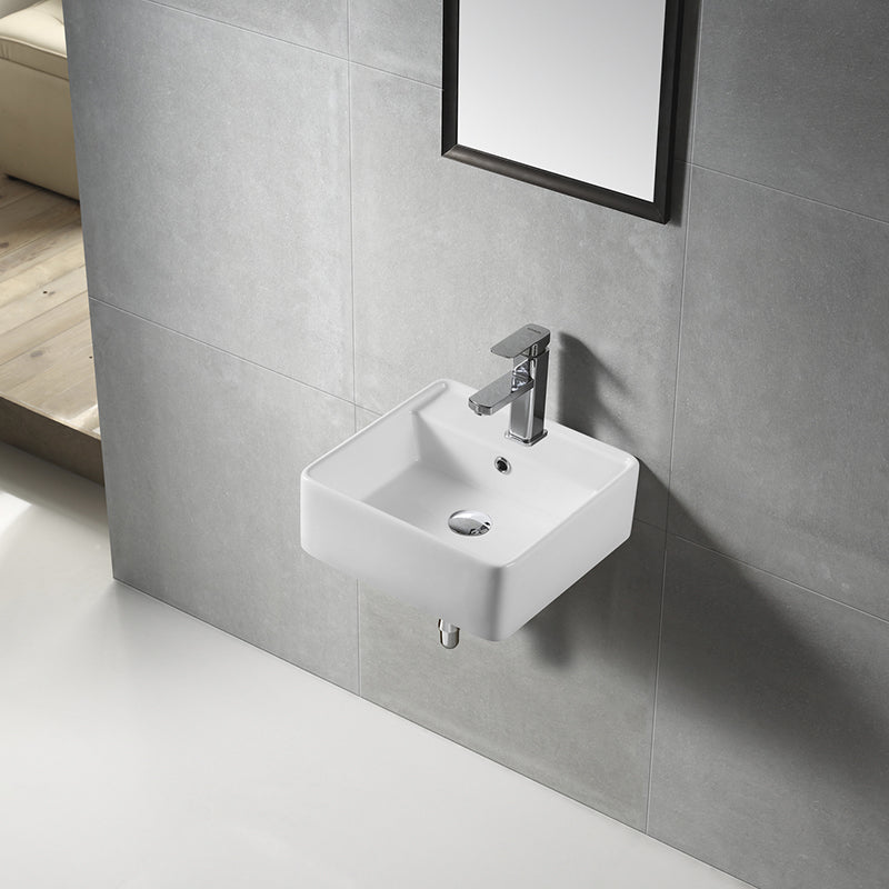 COCO Wall Hung Basin with Brackets Gloss White 410x410x150mm