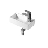 MINI Wall Hung Basin with Brackets - LH Tap Hole Gloss White 400x200x105mm