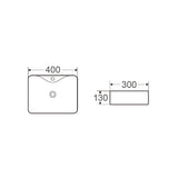 BRONTE II Above Counter Basin Glazed Back Gloss White 400x300x130mm