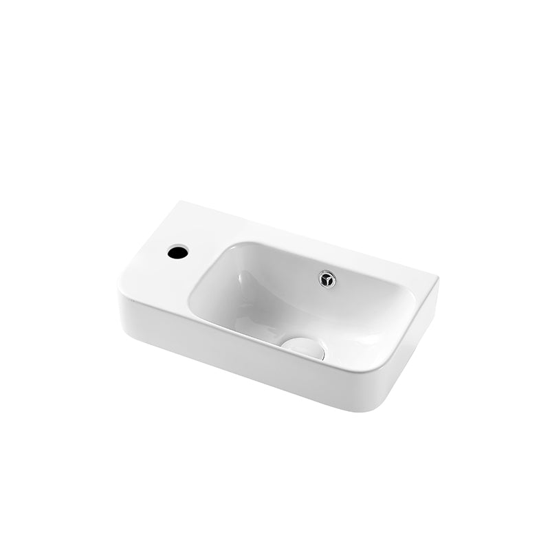 MILAN Wall Hung Basin with Brackets - LH Tap Hole Gloss White 450x260x160mm