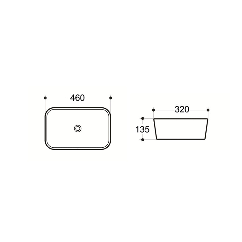 LUCERNE Above Counter Basin in Gloss White Finish 460x320x135mm