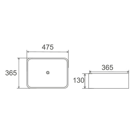 SORRENTO Above Counter Basin Gloss White 475x365x130mm