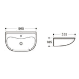 MOBI Wall Hung Basin with Brackets Gloss White 505x355x185mm