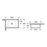 QUBI II Under Counter Basin Gloss White 600x350x180mm