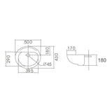 COMO Semi Recess Basin Gloss White 500x430x180mm