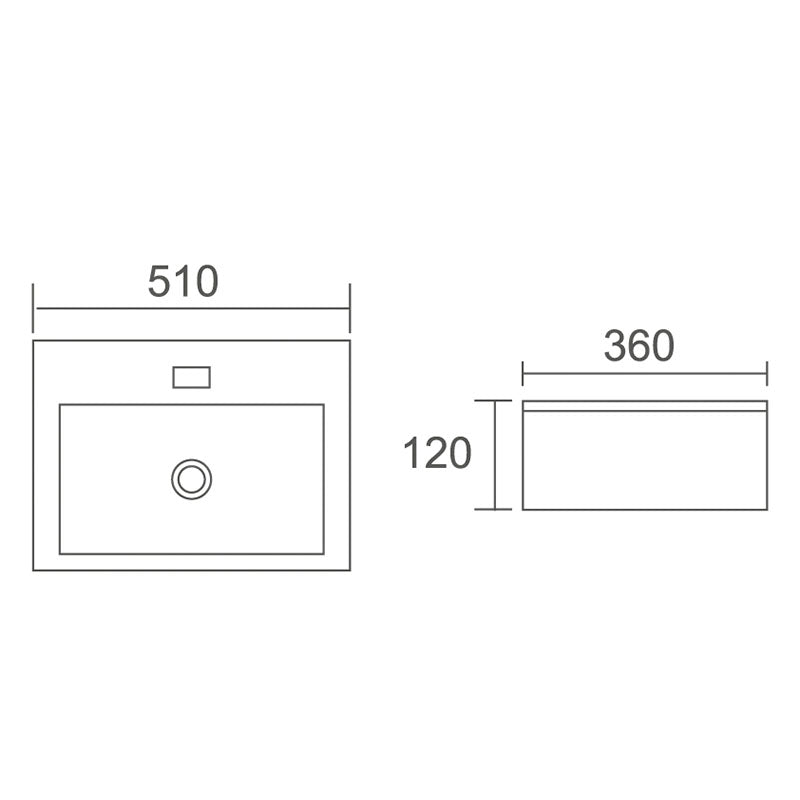 ACQUA Wall Hung Basin with Brackets Gloss White 510x360x120mm