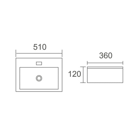 ACQUA Above Counter Basin Gloss White 510x360x120mm