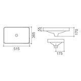 REAGAN Half Insert Basin Gloss White 515x365x170mm