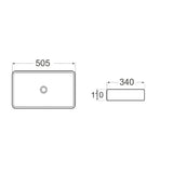 DIOR-II Above Counter Basin in Matte White Finish 505x340x110mm