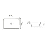 MILAN 500mm Insert Rectangular Basin Gloss White 500x380x145mm