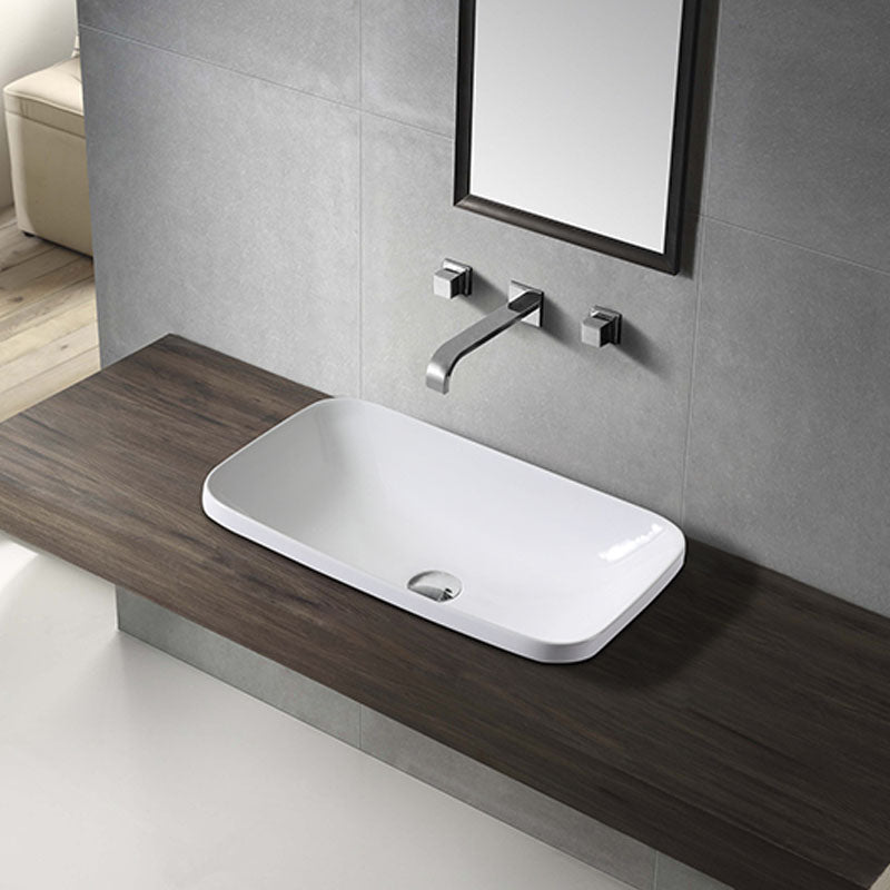 MILAN 600mm Insert Rectangular Basin Gloss White 600x380x145mm
