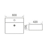 BRAVO Above Counter Basin Gloss White 600x420x130mm