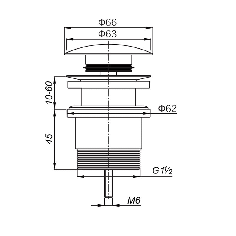 Universal Pop Up Waste Matte Black 40mm